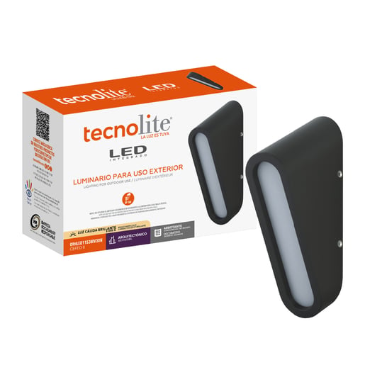 Lámpara de Pared TECNOLITE CEFEO II Negro 9W Luz cálida