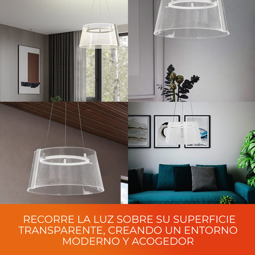 Lámpara Colgante TECNOLITE AKRIL I Plateado 12W Luz cálida