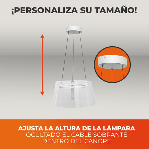 Lámpara Colgante TECNOLITE AKRIL I Plateado 12W Luz cálida