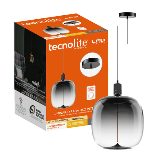 Lámpara Colgante TECNOLITE FUMATURA IV Humo 12W Luz cálida