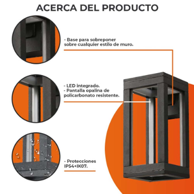 Lámpara Decorativa TECNOLITE SEPTANS I Negro 12W Luz cálida