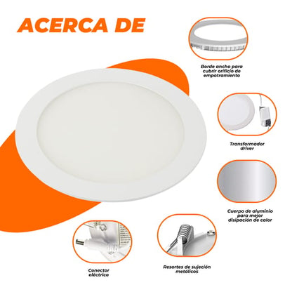 Lámpara Empotrable de Techo TECNOLITE BUCARAMANGA VII Blanco 12W Luz cálida