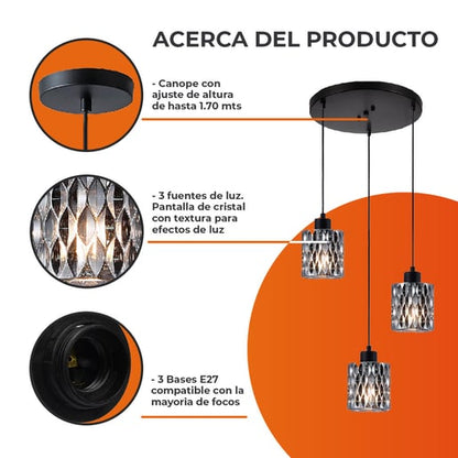Lámpara Decorativa TECNOLITE AURORA II Negro 25.5W No incluye foco