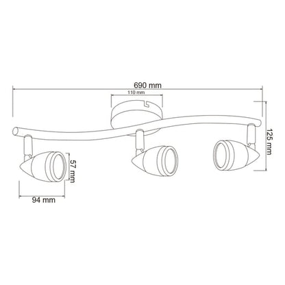 Lámpara Spot Triple TECNOLITE BEJAR II Plateado 18W No incluye foco