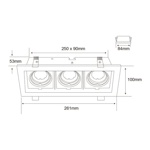Lámpara Empotrable Triple TECNOLITE ALICANTE II Blanco 21W No incluye foco