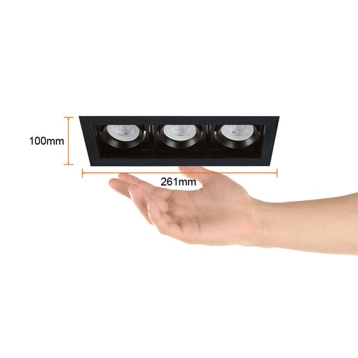 Lámpara Empotrable Triple TECNOLITE ALICANTE II Negro 21W No incluye foco