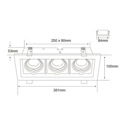 Lámpara Empotrable Triple TECNOLITE ALICANTE II Negro 21W No incluye foco