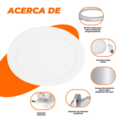 Lámpara Empotrable de Techo TECNOLITE BUCARAMANGA VIII Blanco 18W Luz neutra
