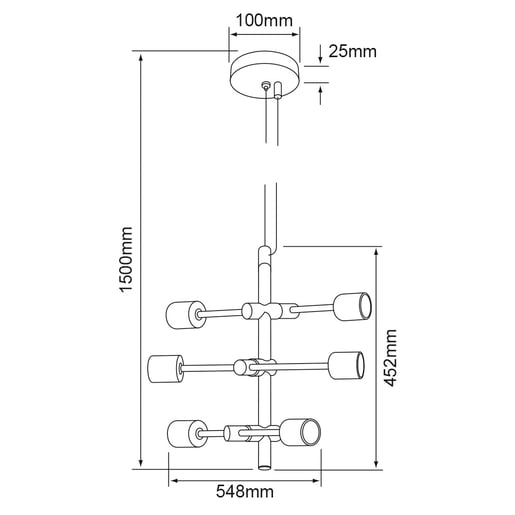 Lámpara Colgante TECNOLITE SESTUS Negro 51W No incluye foco