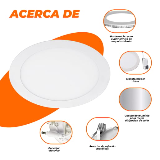 Lámpara Empotrable de Techo TECNOLITE BUCARAMANGA IX Blanco 24W Blanco frío