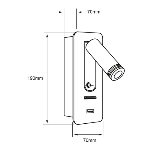 Lámpara de Noche TECNOLITE LECTIO Negro 3.5W Luz cálida