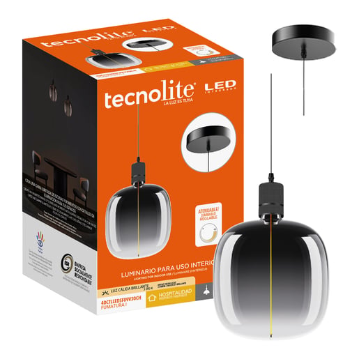 Lámpara Colgante TECNOLITE FUMATURA I Humo 4.5W Luz cálida