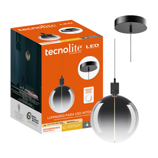 Lámpara Colgante TECNOLITE FUMATURA II Humo 4.5W Luz cálida