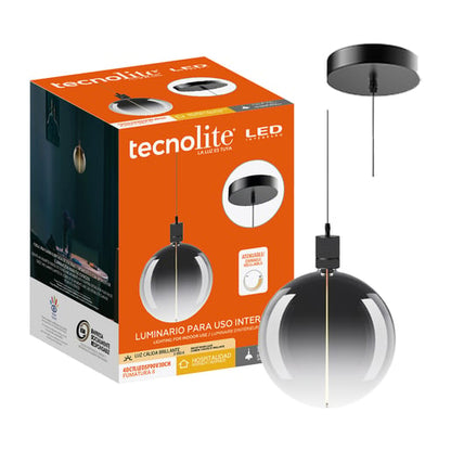 Lámpara Colgante TECNOLITE FUMATURA II Humo 4.5W Luz cálida