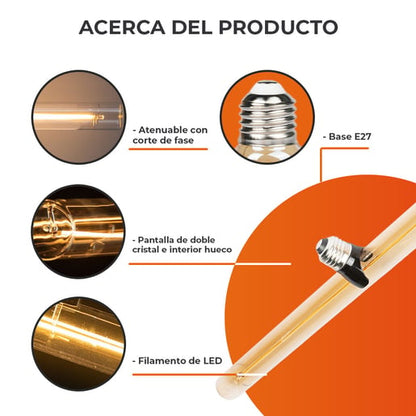 Foco Tubo LED TECNOLITE Blanco/Transparente  5W Ambar