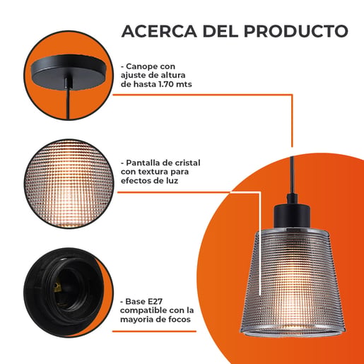 Lámpara Decorativa TECNOLITE BIANCA I Negro 8.5W No incluye foco
