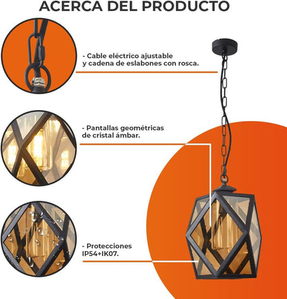 Lámpara Decorativa TECNOLITE ALTER II Negro/Ambar 8.5W No incluye foco