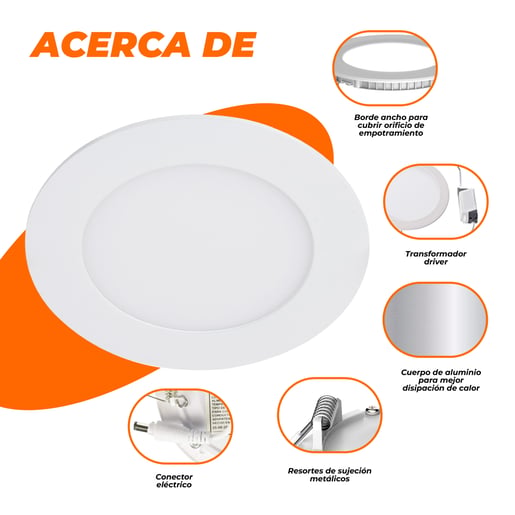 Lámpara Empotrable de Techo TECNOLITE BUCARAMANGA VI Blanco 6W Luz neutra