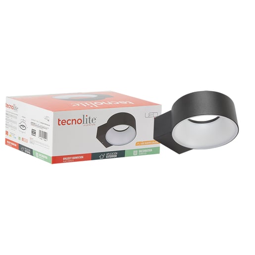 Lámpara de Pared TECNOLITE AACHEN II Negro 8W Luz cálida