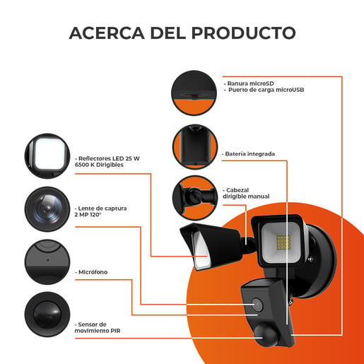 Lámpara Smart TECNOLITE FIELD SMART Negro 25W Blanco frío