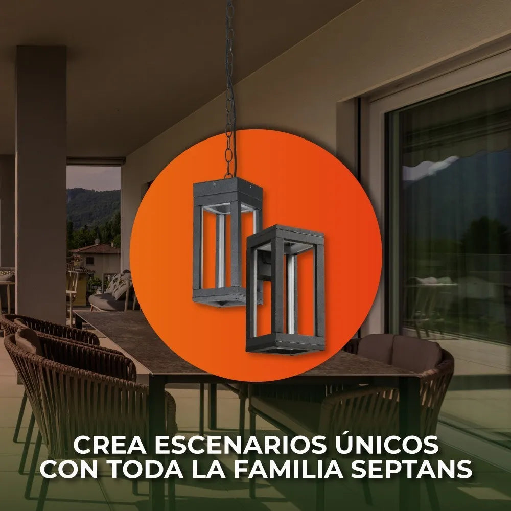 Lámpara Decorativa TECNOLITE SEPTANS II Negro 12W Luz cálida