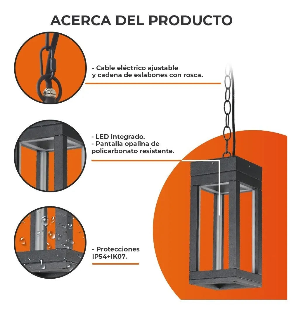 Lámpara Decorativa TECNOLITE SEPTANS II Negro 12W Luz cálida