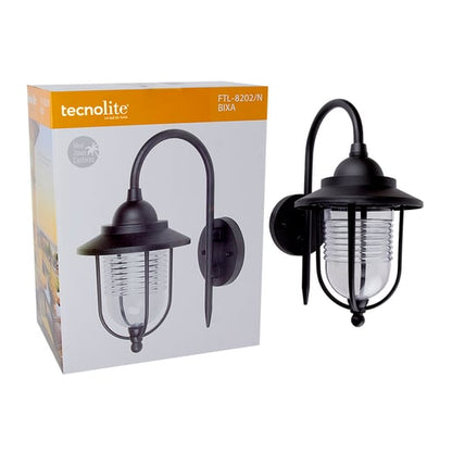 Lámpara de Pared Exterior TECNOLITE BIXA Negro 8.5W No incluye foco