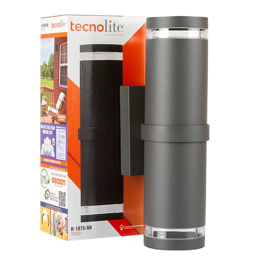 Lámpara de Pared Doble TECNOLITE TOLEDO I Negro 40W No incluye foco