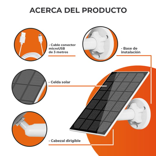 Lámpara Solar TECNOLITE SUNPOWER SMART Blanco/Negro 3W No incluye foco